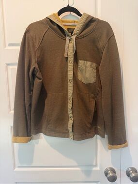 Noble Outfitters Snap Button Hoodie Olive Contrasting Green Earthy Womens Large